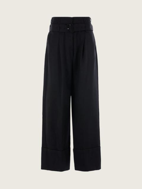 Multi Belt Loop Wide Leg Trousers