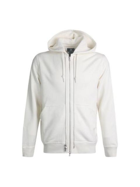 Converse All-zipper Sports Casual HoodedShirts Unisex White 10019463-A02