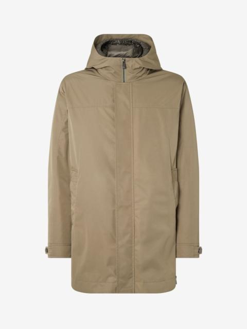 Green technical fabric caban coat