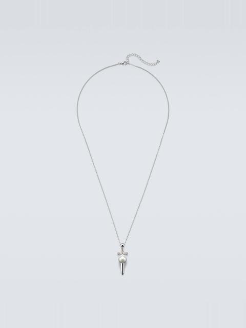 Sterling silver pendant necklace with pearl
