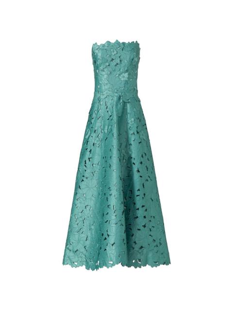 Vella floral-cut strapless A-line maxi dress