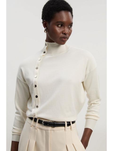 Viscose Blend Popper Detail Knit Jumper