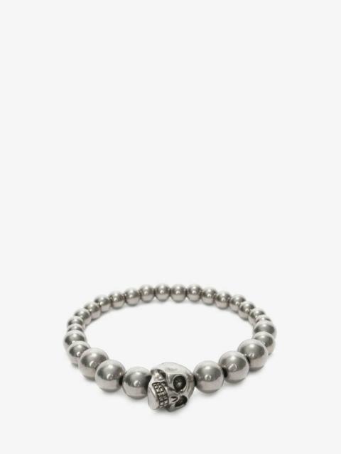 Skull Multibeaded Bracelet in Silver