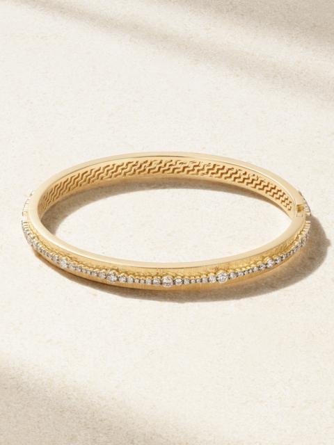 Ripple 18-karat Gold And Rhodium-plated Diamond Bangle