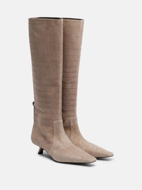 Monili croc-effect suede knee-high boots