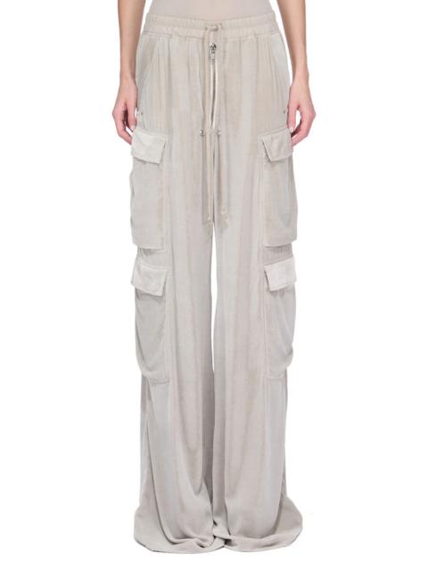 Shell-trimmed velvet wide-leg cargo pants Light gray