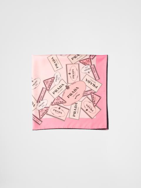 Printed silk twill scarf