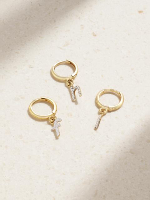 Initial Gold Diamond Single Earring