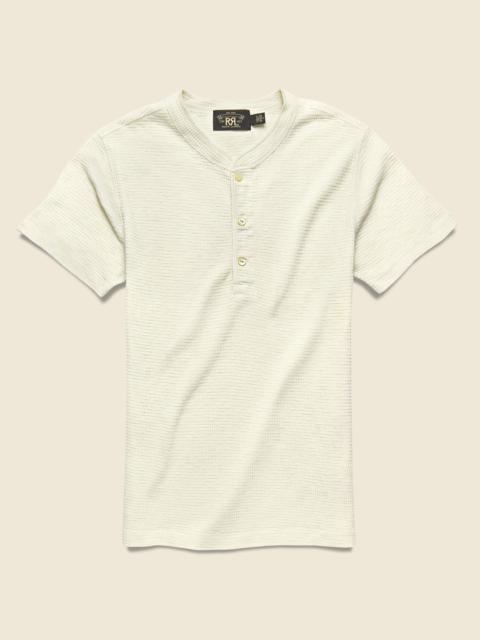 Waffle-Knit Henley - Paper White