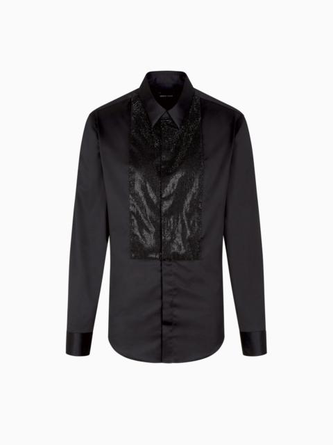 GIORGIO’S SATIN SHIRT WITH A RHINESTONE DETAIL