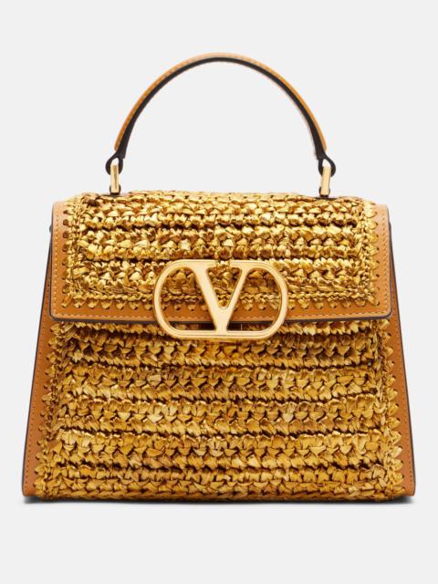 VSling Small raffia-effect top-handle bag