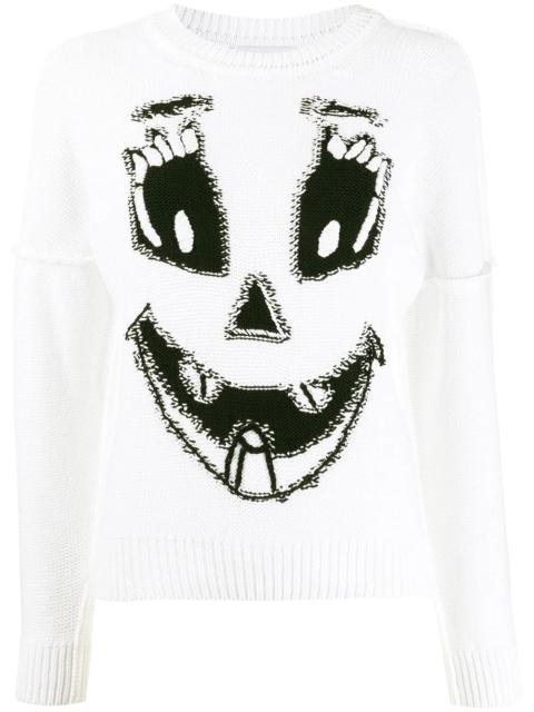 Pumpkin Face intarsia jumper