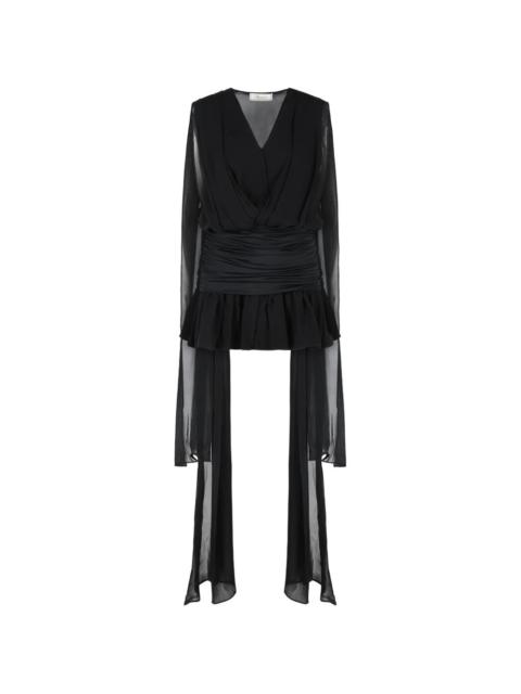 draped V-neck mini dress