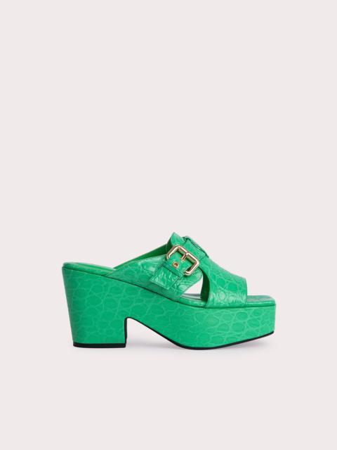 Lenka Super Green Circular Croco Embossed Leather