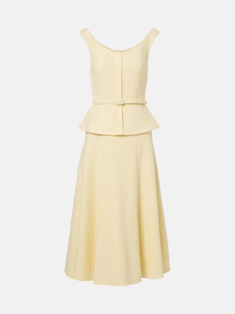 Peplum wool crêpe midi dress