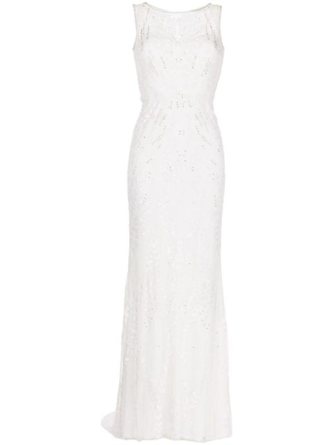 crystal-embellished embroidered fitted gown
