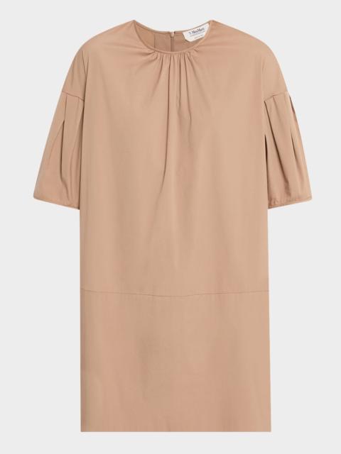 Isotta Pleated Short-Sleeve Mini Shift Dress