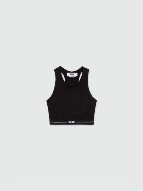 MSGM black jersey top with racerback neckline and elastic waistband