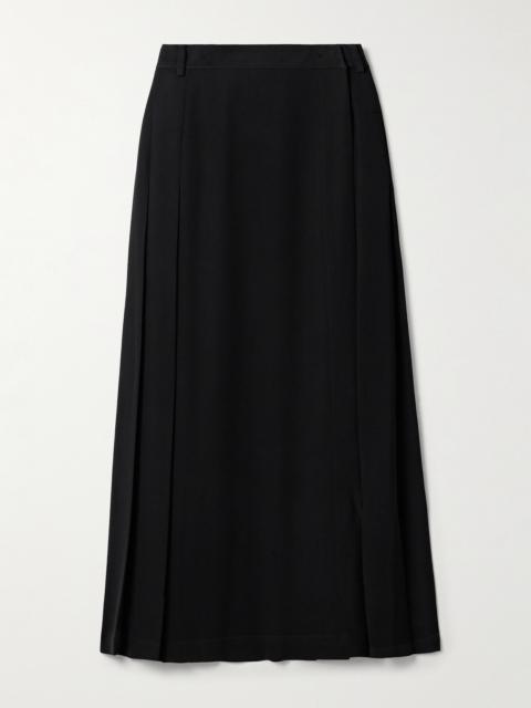 Pleated Crepe Maxi Wrap-effect Skirt