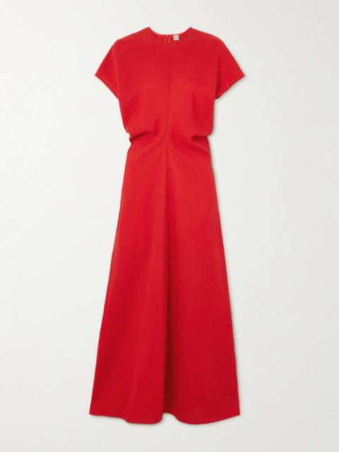 Slouch Waist Gathered Wool-crepe Maxi Dress