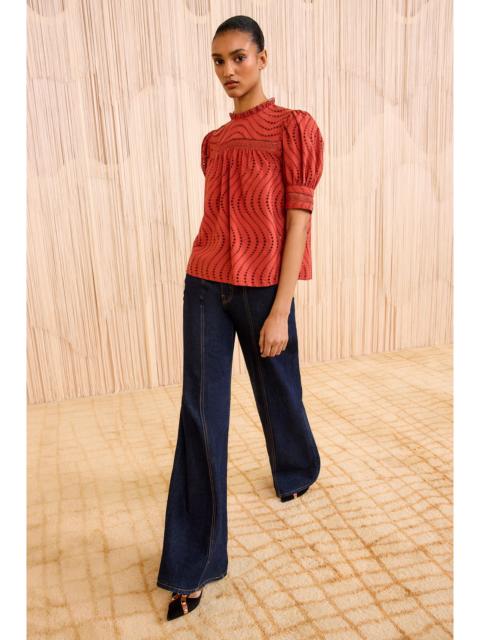 Virginia Lace Collar Short Sleeve Blouse