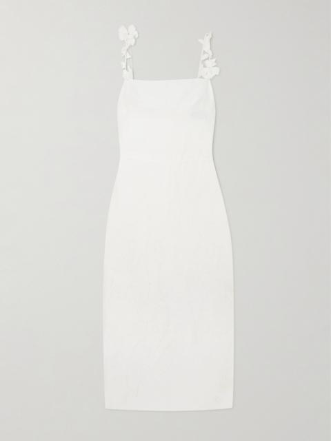 Petalos Embroidered Linen Midi Dress