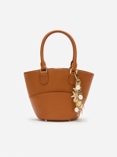 Tan Leather Charm Tote Bag
