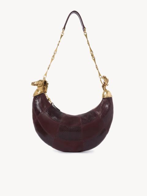 CHAIN HORSE SHOULDER BAG IN GRAINED LEATHER & SNAKESKIN