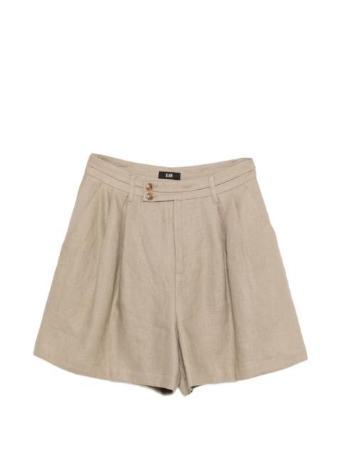 button pleated shorts