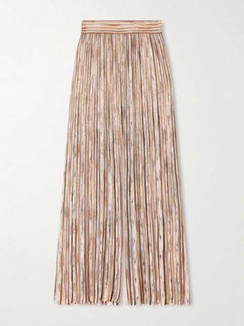 Mare Embellished Metallic Crochet-knit Wide-leg Pants