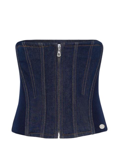 denim zip corset top