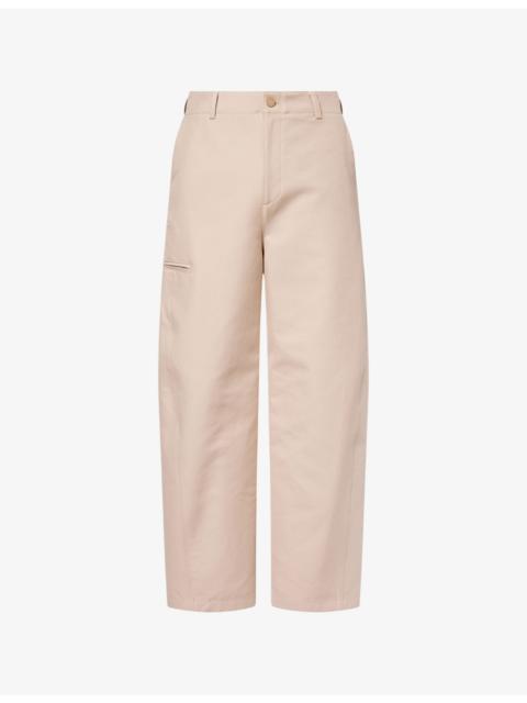 Workwear Barrel-Leg Cotton-Poplin Trousers