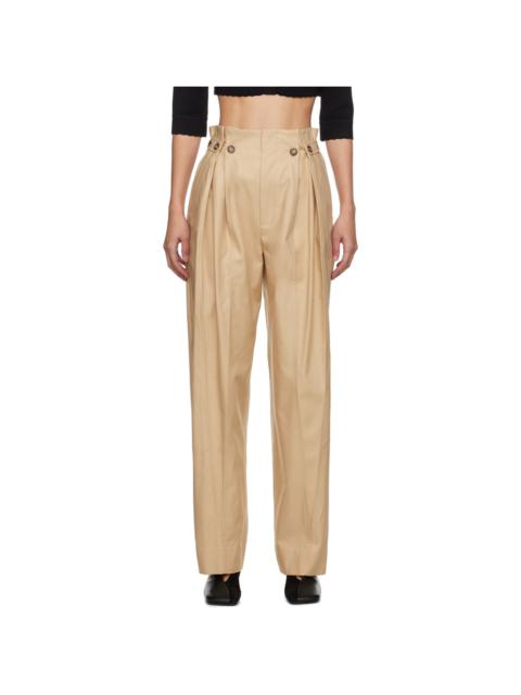 Beige Gathered Waist Trousers
