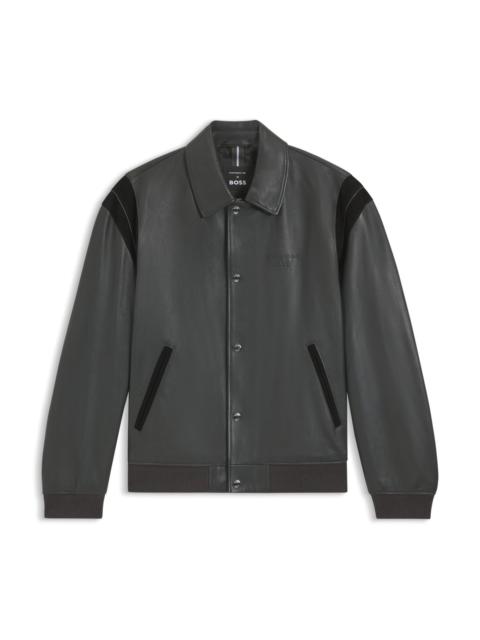 PORSCHE X BOSS LEATHER JACKET WITH CONTRAST DETAILS