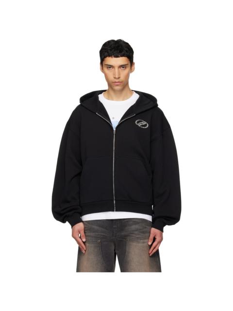 Black 'WE11DONE' Zip-Up Hoodie