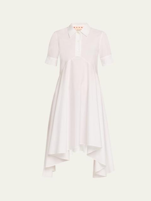 Short-Sleeve Empire-Waist Midi Polo Shirtdress