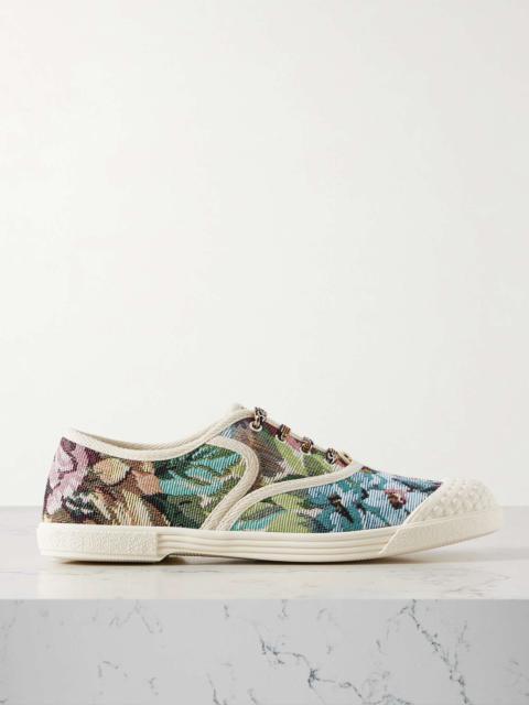 Bay by Bay rubber-trimmed metallic jacquard sneakers Multi