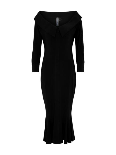 Off-the-shoulder jersey midi dress