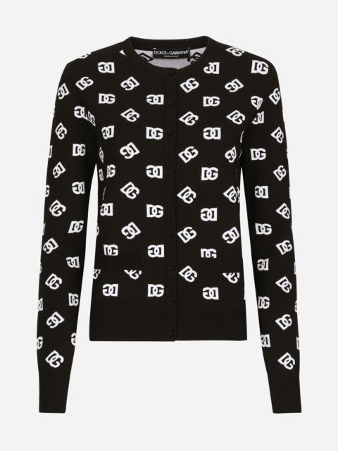 Viscose cardigan with jacquard DG logo