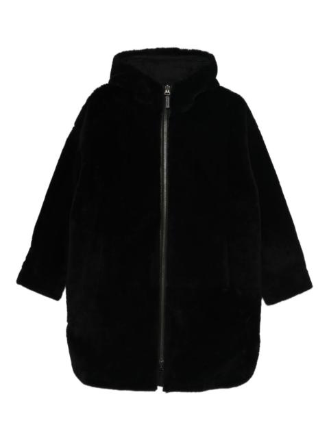 hooded zip-fastening coat