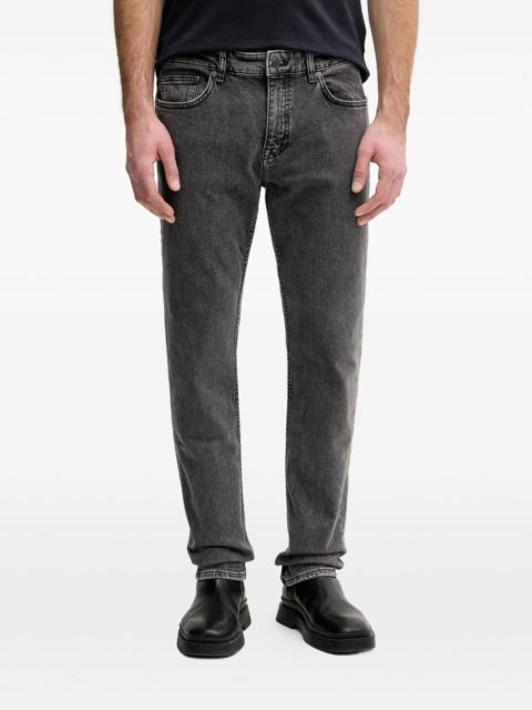 tonal topstitching straight-leg jeans