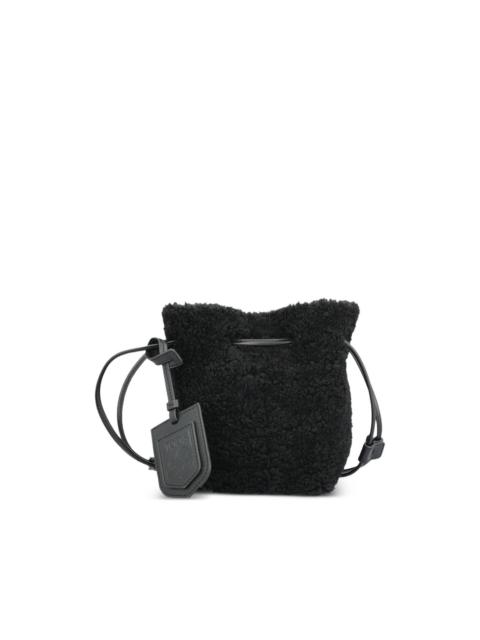 drawstring shearling bucket bag