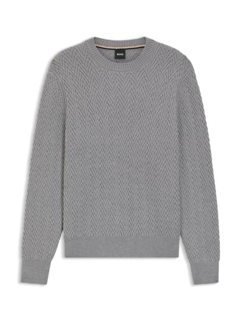 VIRGIN-WOOL SWEATER WITH HERRINGBONE STRUCTURE