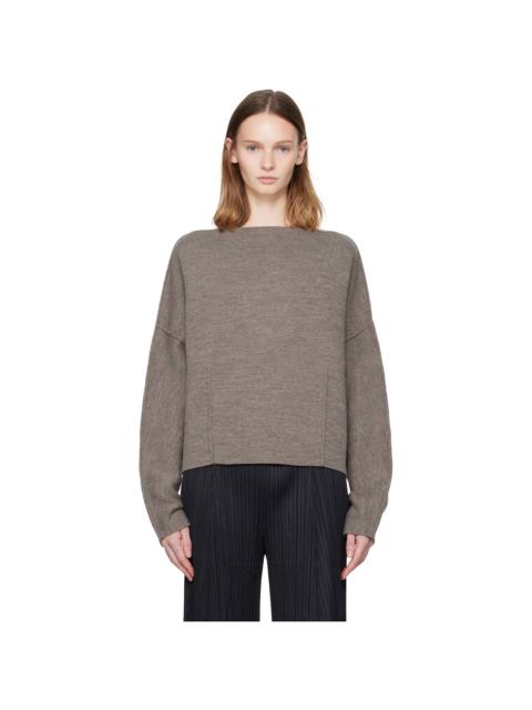 Gray Double Knit Boatneck Sweater