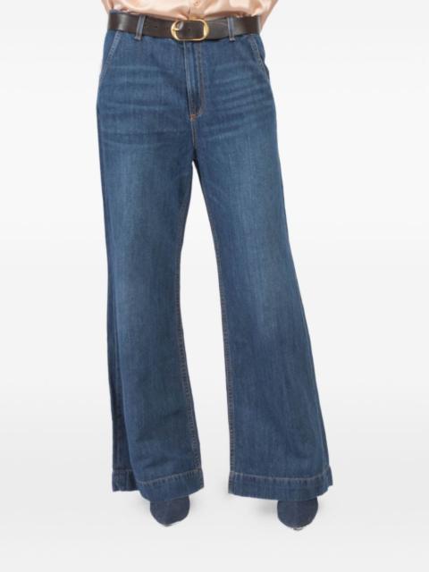 buttoned wide-leg jeans