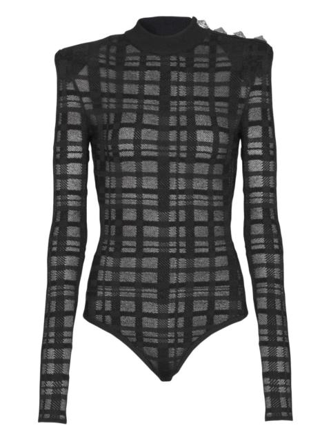 button plaid-pattern Bodysuit