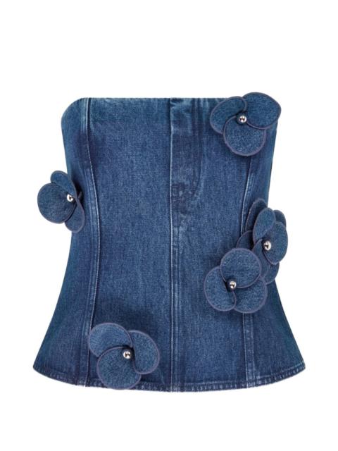 3D Flower denim corset top