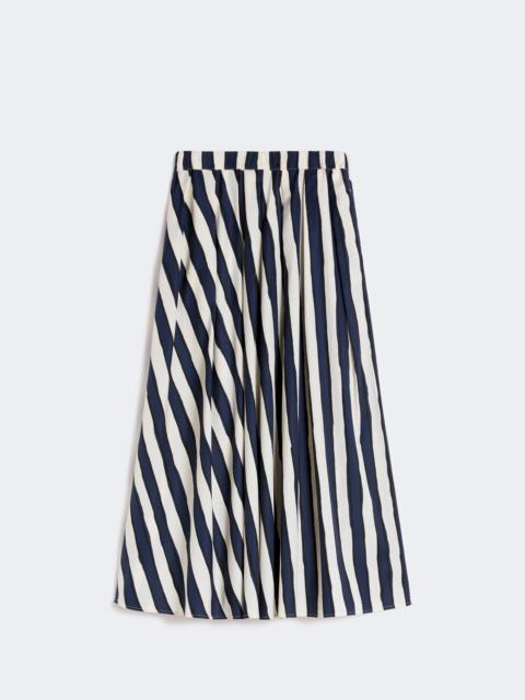 Printed poplin pleated skirt - NAVY
