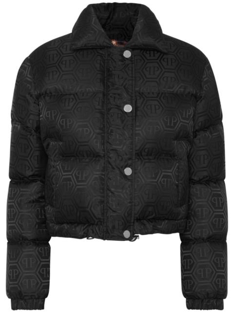 monogram cropped puffer jacket