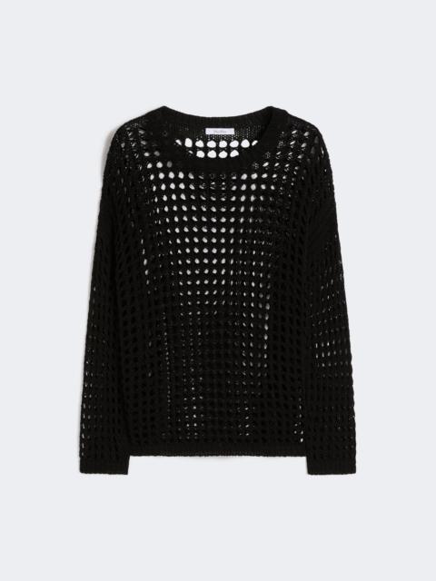 Cotton mesh jumper - BLACK